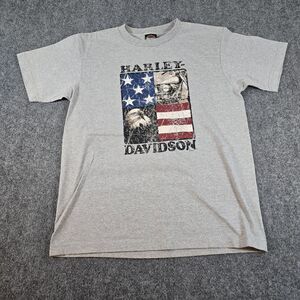Harley Davidson‎ T Shirt Mens Large Graphic Eagle Flag USA Made